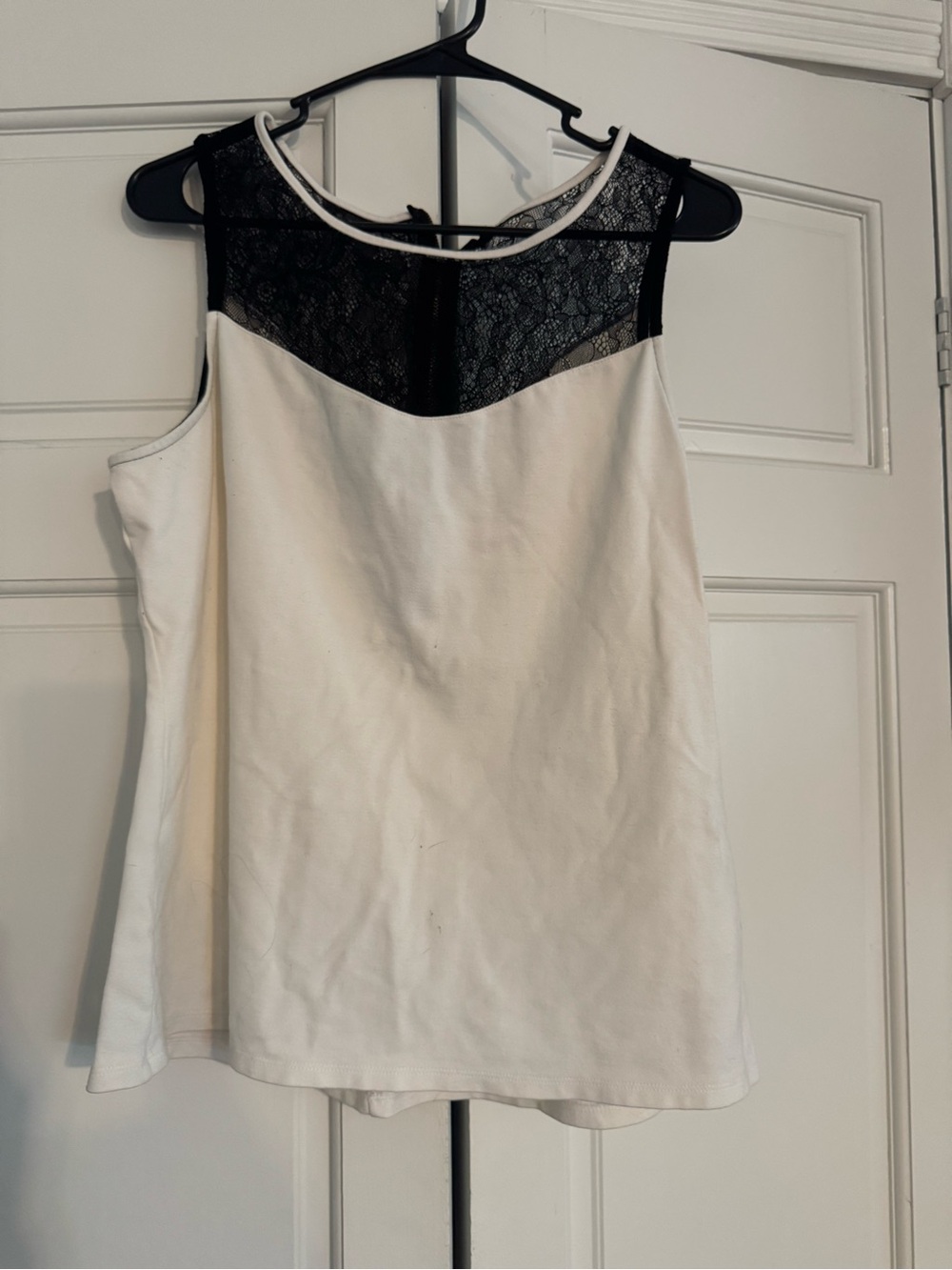 Express White Camisole with Black Lace Yoke